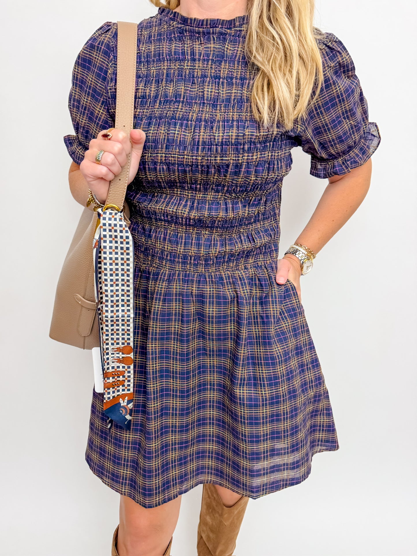 Orchard Stroll Plaid Mini Dress