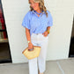 Striped Puff Sleeve Button Up