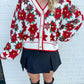 Poinsettia Button Up Cardigan