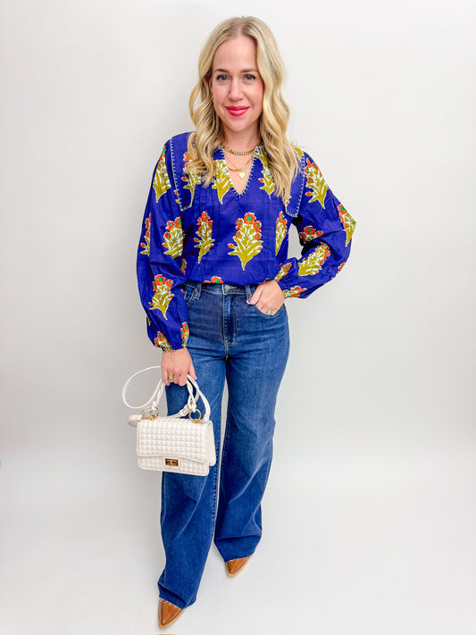 Willa Floral Vneck Blouse
