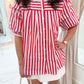 Americana Stripe Pleated Button Up Blouse