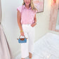 Check Bubble Sleeve Button Up Top