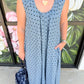 Denim Polka Dot Scoop Maxi Dress