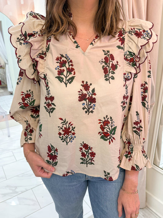 Cider Petals Ruffle Blouse