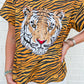 Sequin Tiger Head On Tiger Print Tee