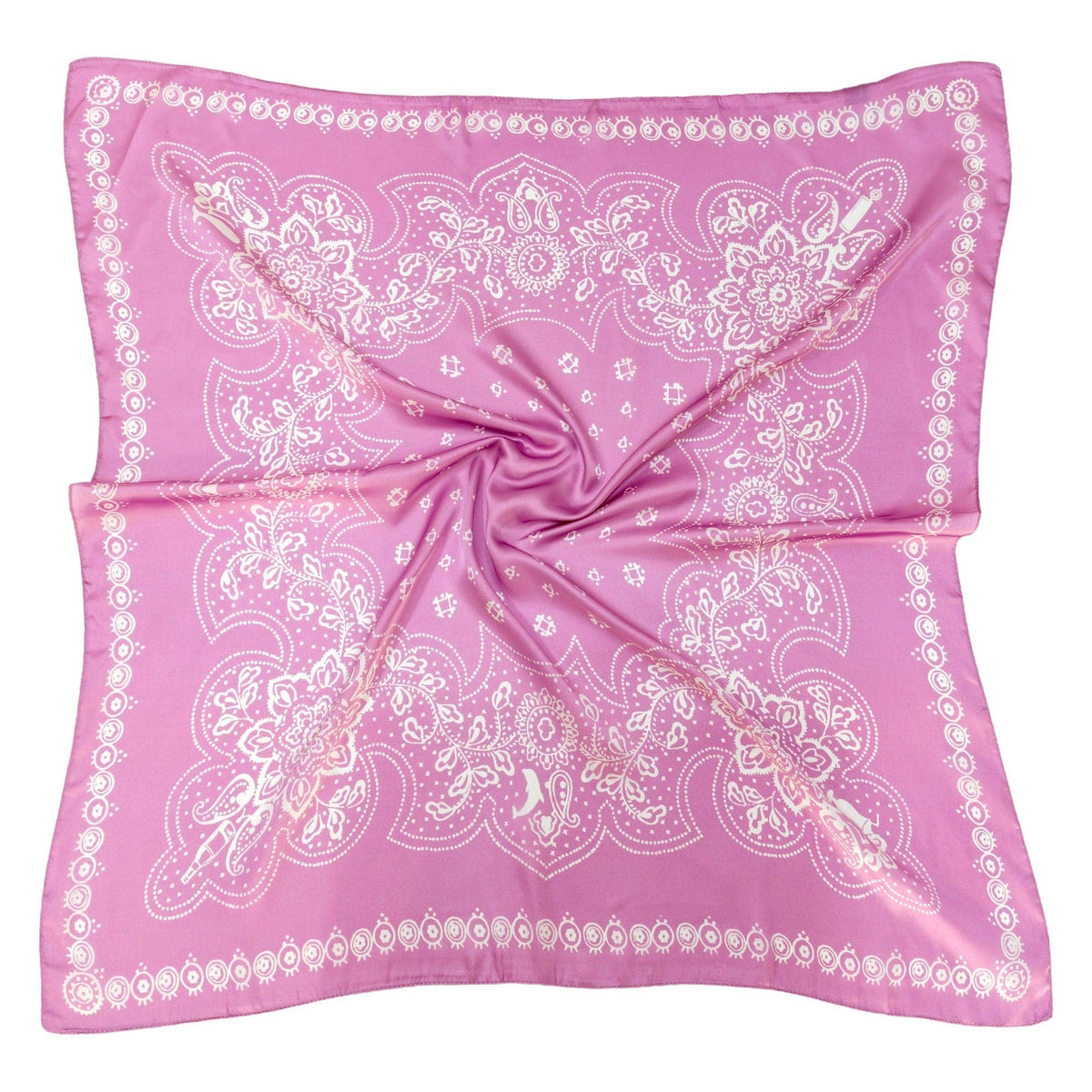 Pink Bandana Print Square Scarf