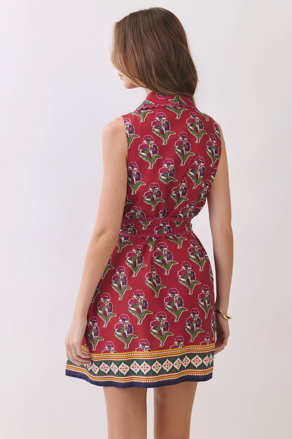 Floral Print Belted Mini Shirt Dress
