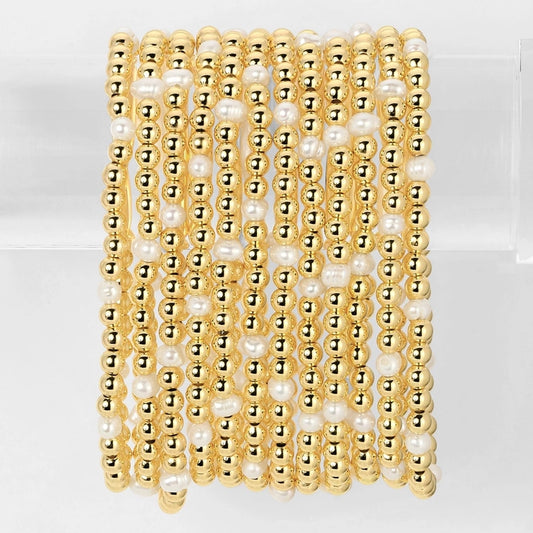 4mm Bead & Pearl Stretch Bracelet