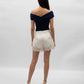 Ivory High Waist Lace Trim Short