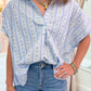 Floral Ditzy Stripe Vneck Collar Top