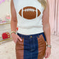 Rhinestoned Football Sweater Tank