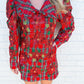 Plaid Poinsettia Collar Poof Sleeve Dress