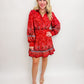Autumn Florals Belted Mini Dress