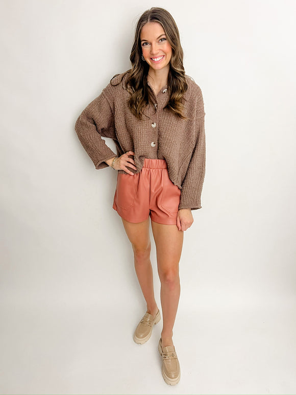 Teddy Button Front Sweater Top