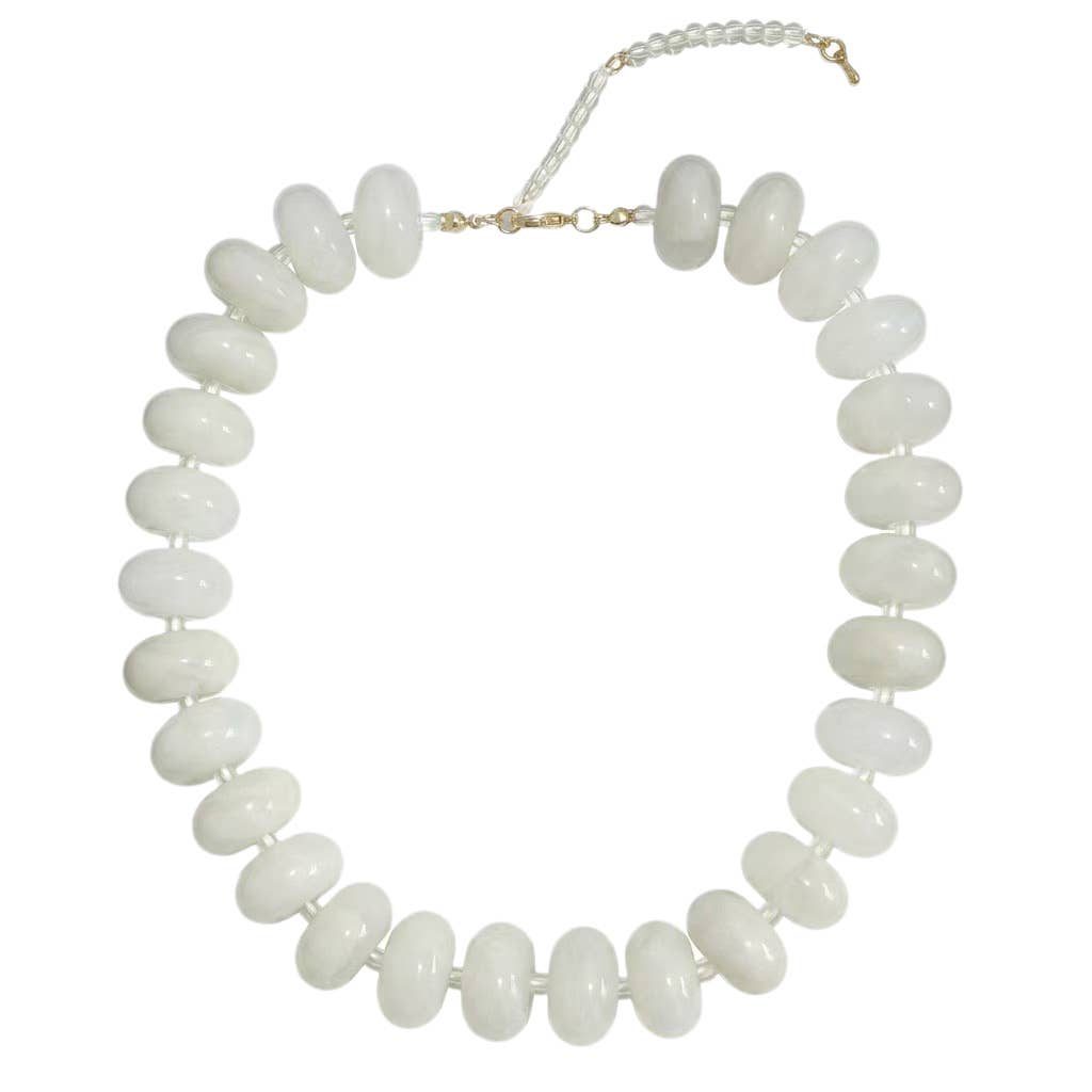 Marlan Chunky Beaded Necklace- Cream