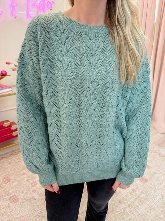 Evergreen Pointelle Sweater