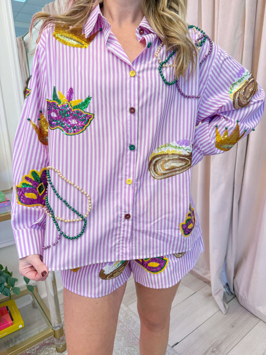 Striped Mardi Gras Icon Top