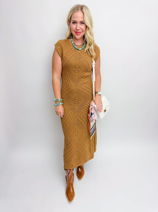 Wandering Intricate Knit Midi Dress