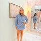 Striped Button Up Shirt & Skort Set