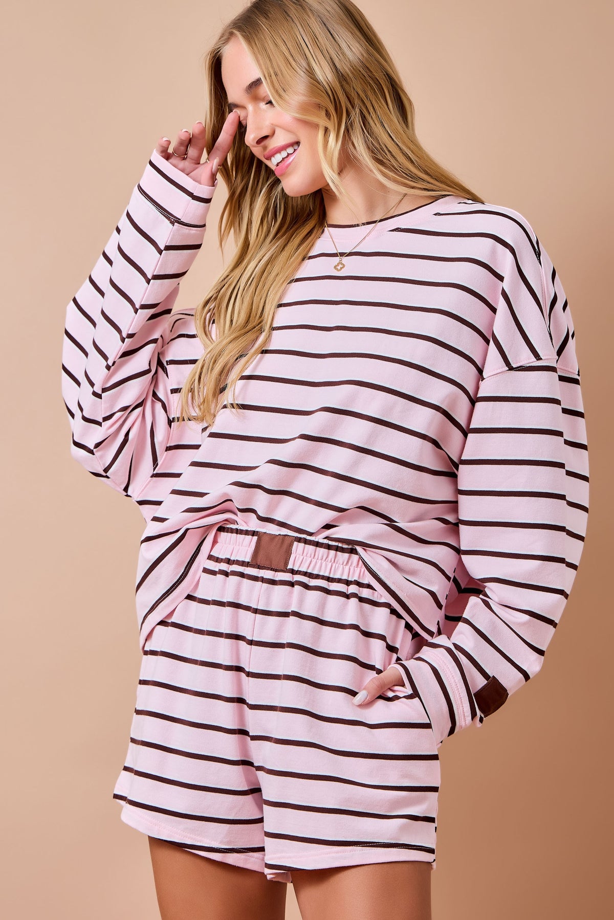Striped Terry Lounge Sweatshirt
