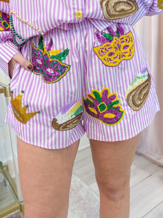 Striped Mardi Gras Icon Short