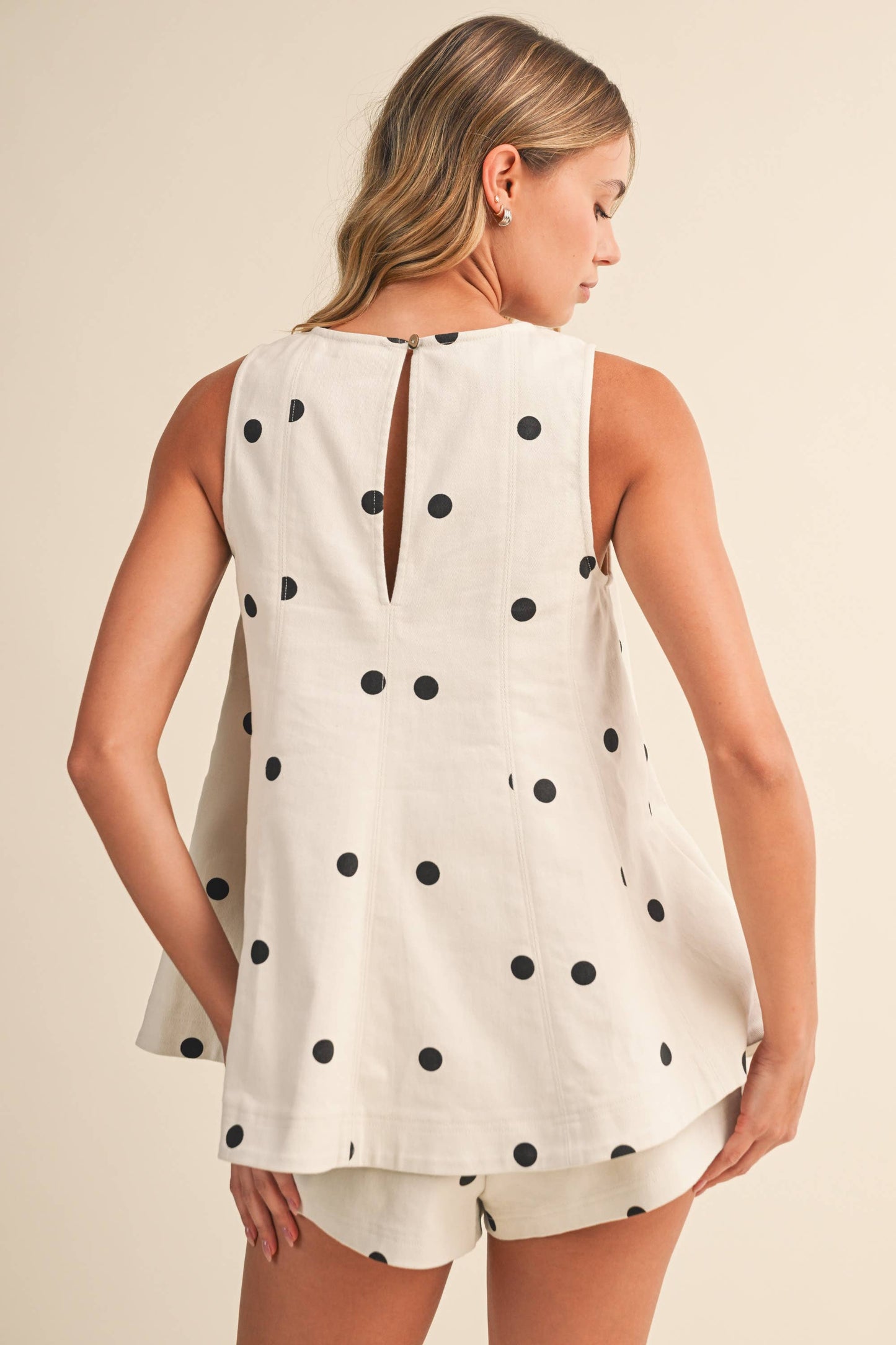Polka Dot Denim Short Set