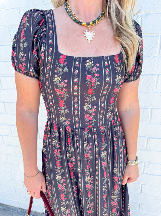 The Cornelia Maxi Dress Onyx Garden