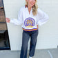 LSU Striped Collar Circular Mascot Sweatshirt