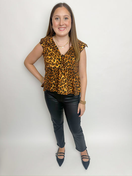 Kat Collared Leopard Blouse