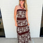 Leaf Print Tiered Maxi Dress