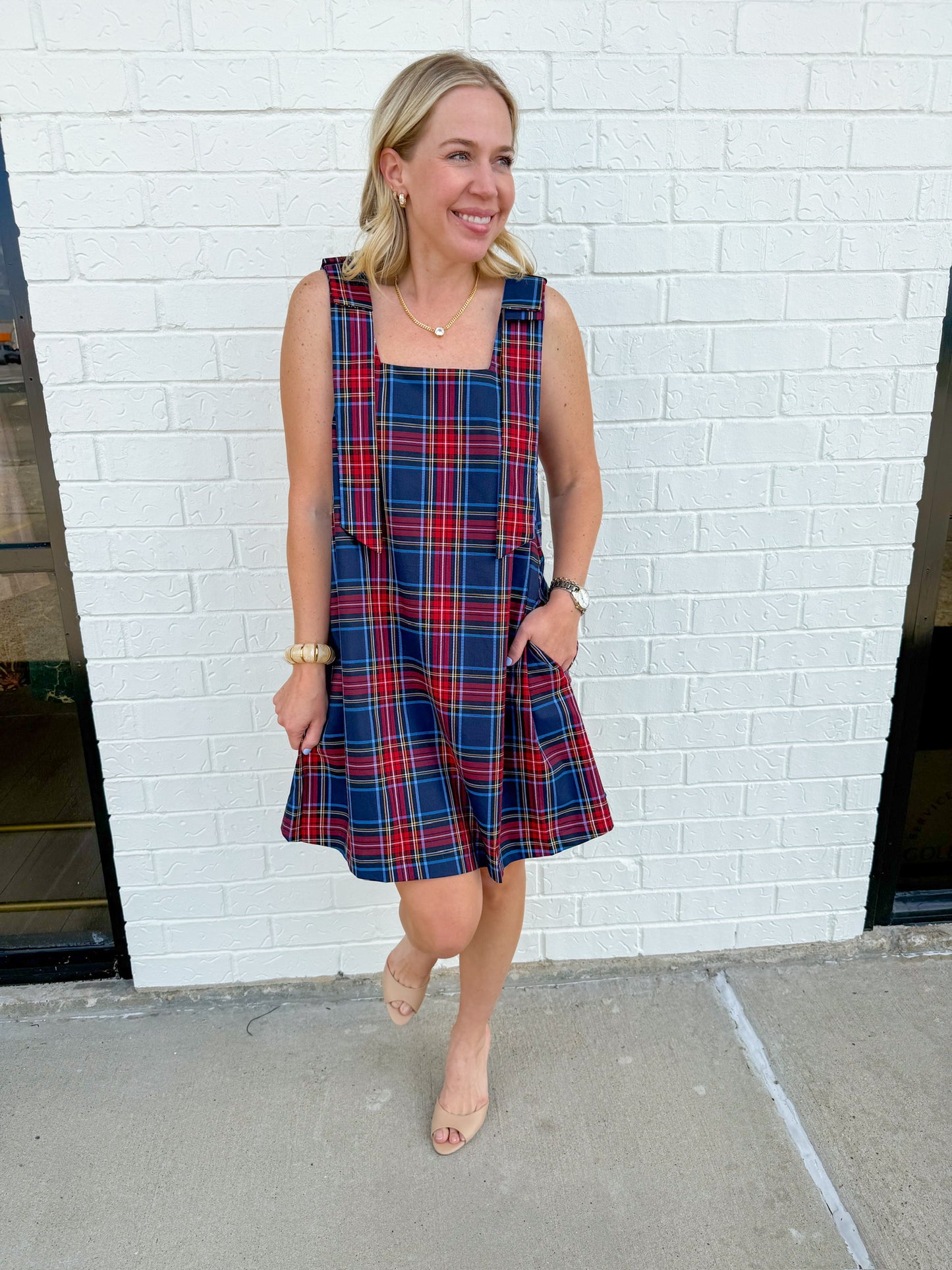 Plaid & Proper Bow Mini Dress