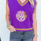LSU Vneck Sweater Vest with Small Mascot