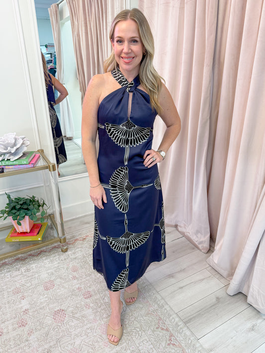 Cecelia Satin Halter Midi Dress