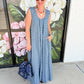 Denim Polka Dot Scoop Maxi Dress