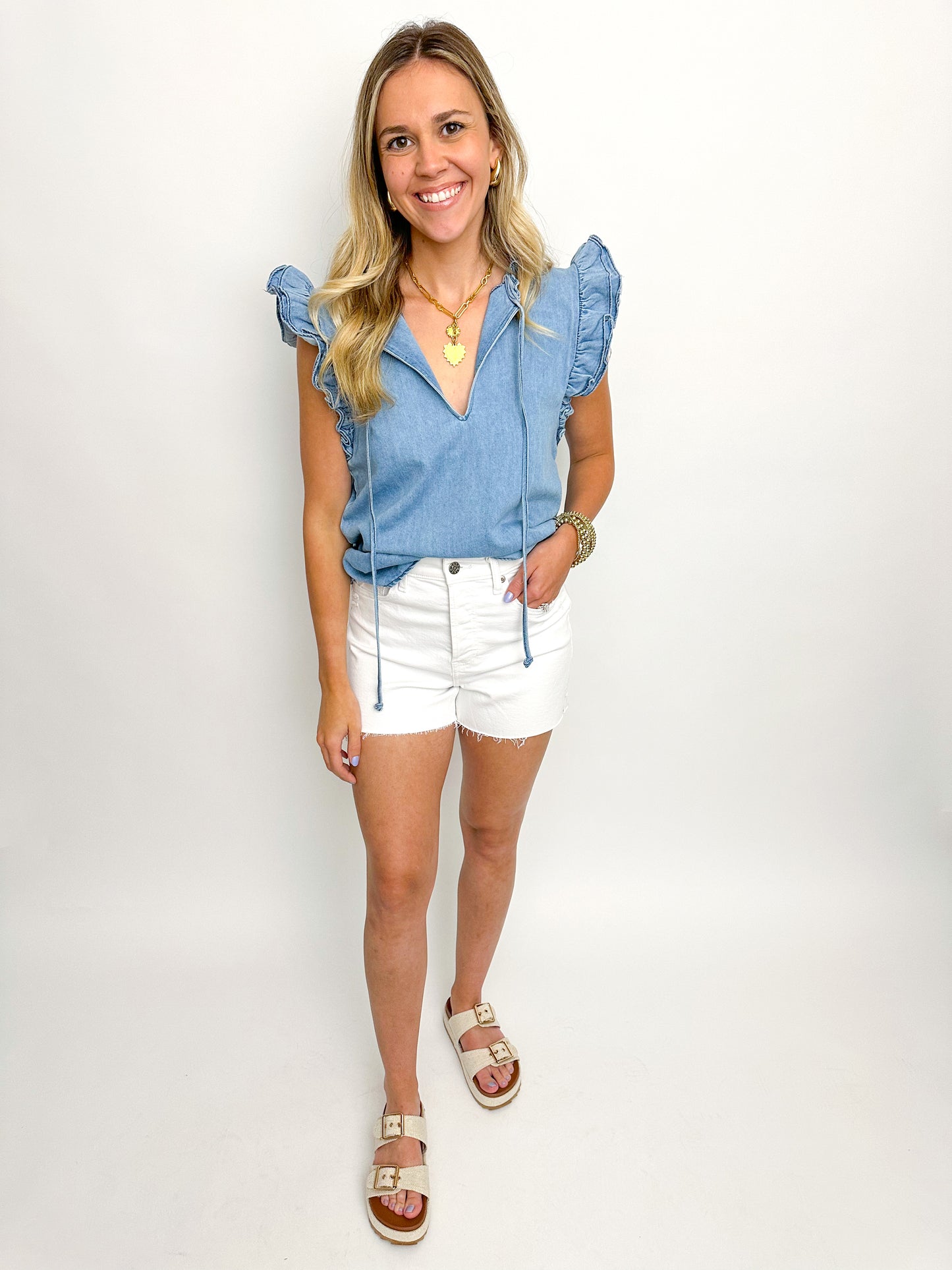 Darla Ruffled Denim Top