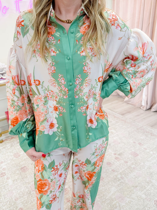 Misty Morning Floral Blouse