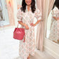 Vintage Floral Ruffle Neck Maxi Dress