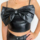 Sweet Surprise Coated Bow Crop Top