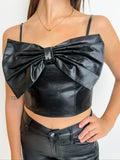 Sweet Surprise Coated Bow Crop Top