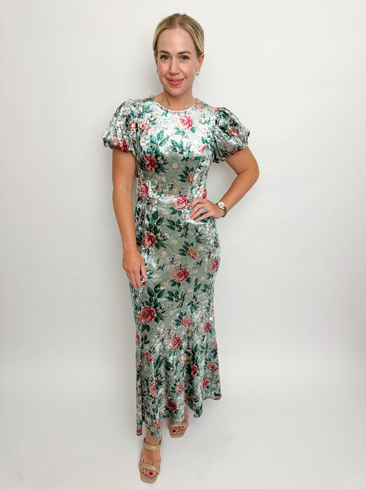 Vera Velvet Floral Midi Dress