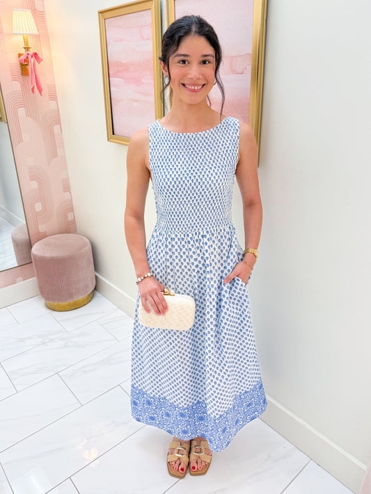 Block Print Smock Top Maxi Dress