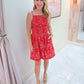 Firecracker Paisley Shirred Mini Dress
