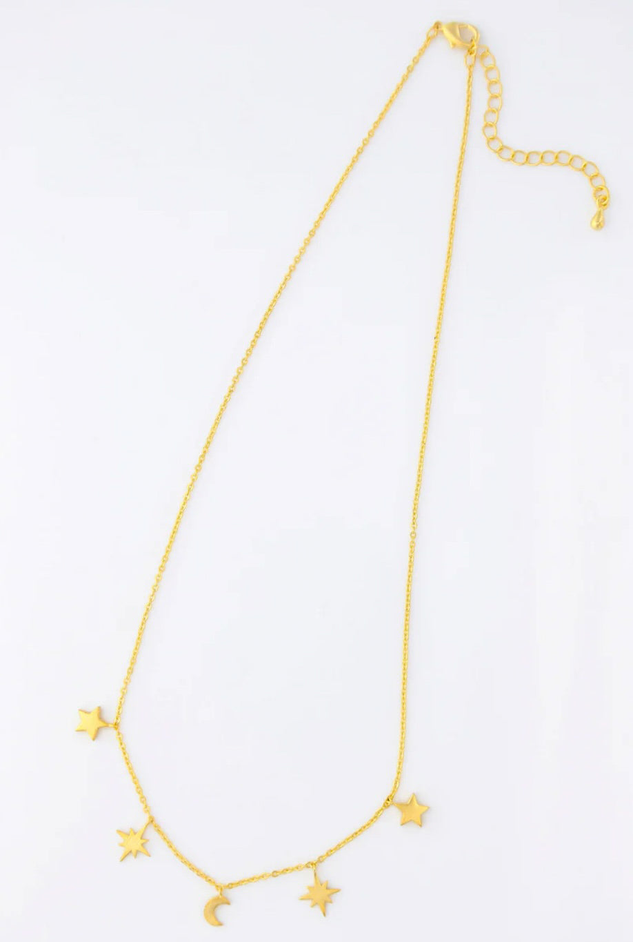 Matte Moon & Stars Dainty Necklace