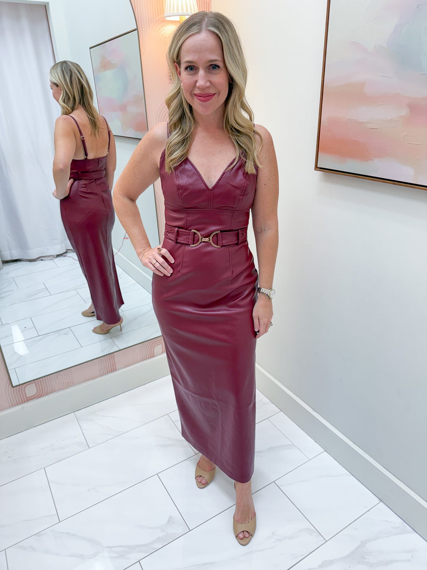 Kailey Leather Midi Dress