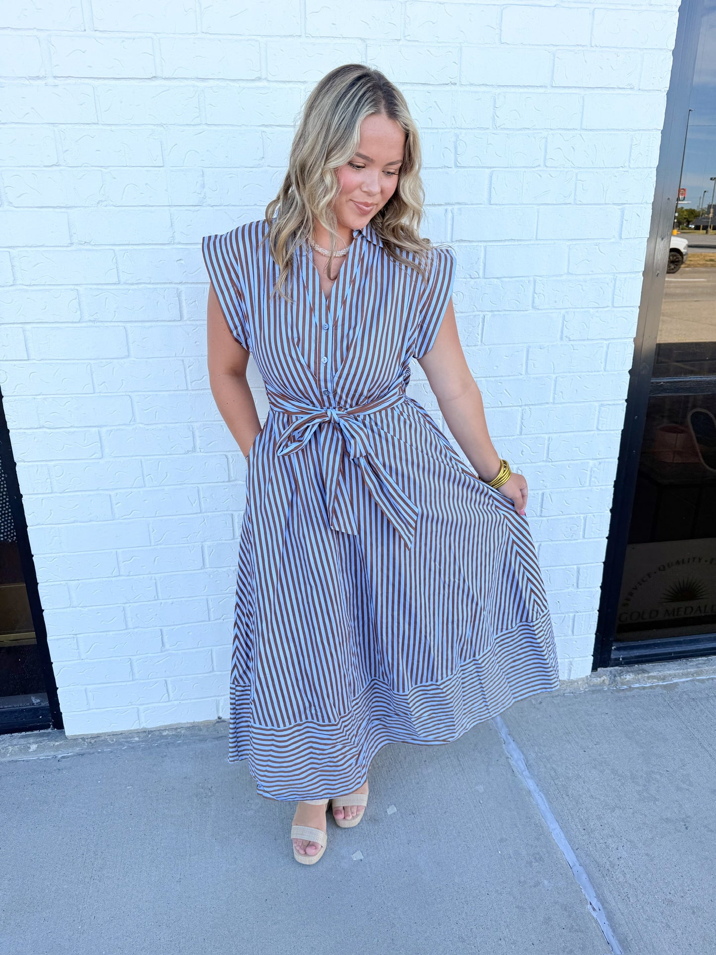 Coastal Strip Maxi Dress