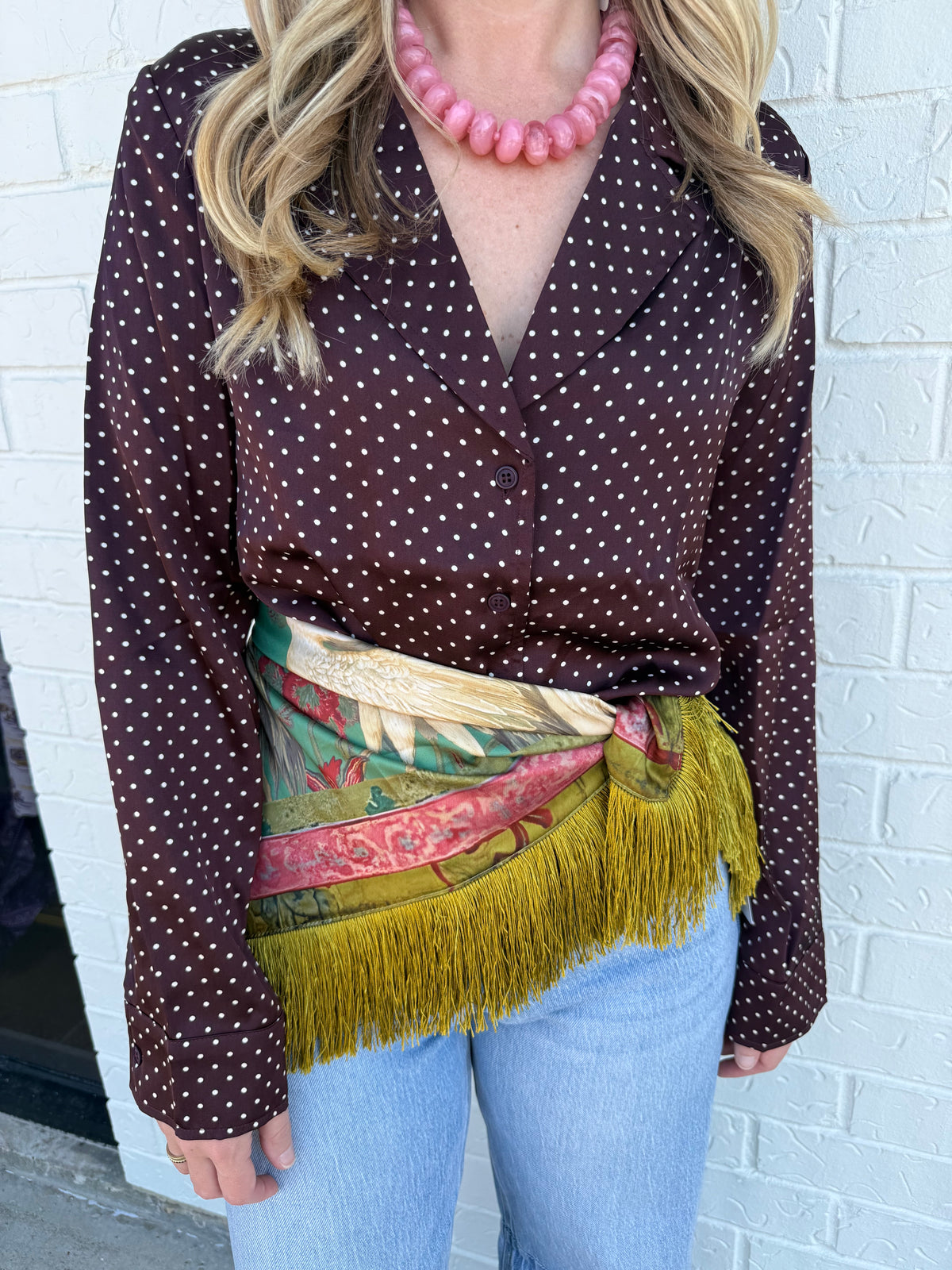 Dotty Lace Satin Blouse