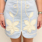 Western Wildflower Denim Skirt