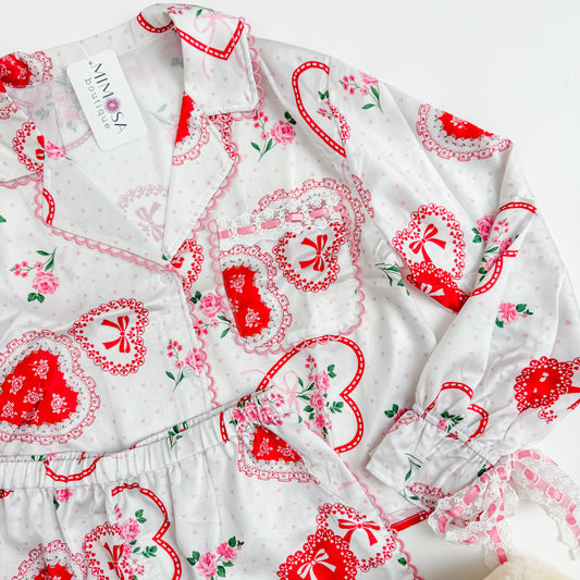 Delicate Hearts Pajama Short Set