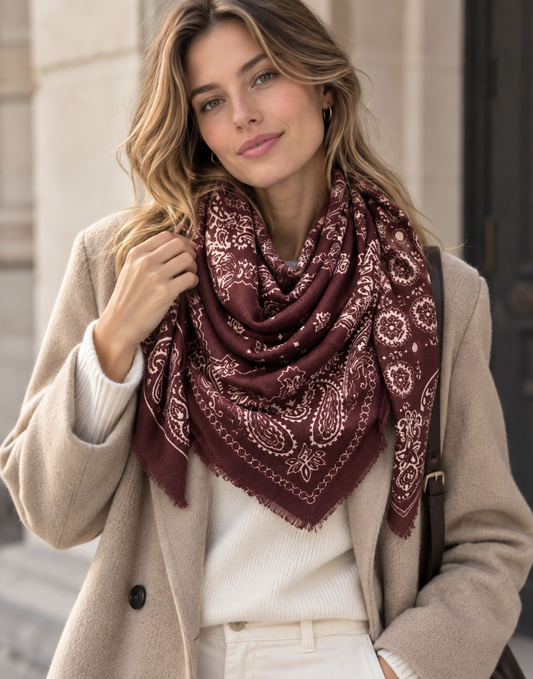Paisley Quadrant Print Large Scarf