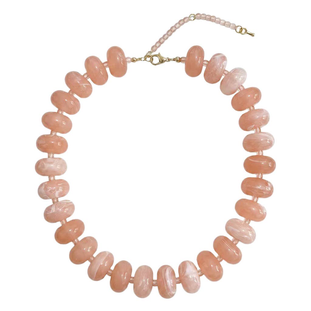 Marlan Chunky Beaded Necklace - Light Pink